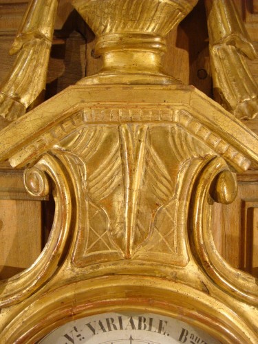 Baromètre Thermomètre en bois doré d'époque Louis XVI - Antiquaires Balzeau & Brion