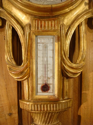 Baromètre Thermomètre en bois doré d'époque Louis XVI - Louis XVI