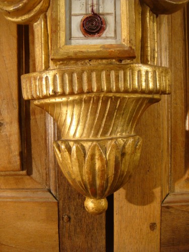 Louis XVI - Baromètre Thermomètre en bois doré d'époque Louis XVI