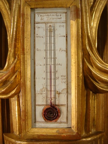 Antiquités - Baromètre Thermomètre en bois doré d'époque Louis XVI