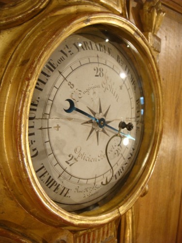 Antiquités - Baromètre Thermomètre en bois doré d'époque Louis XVI