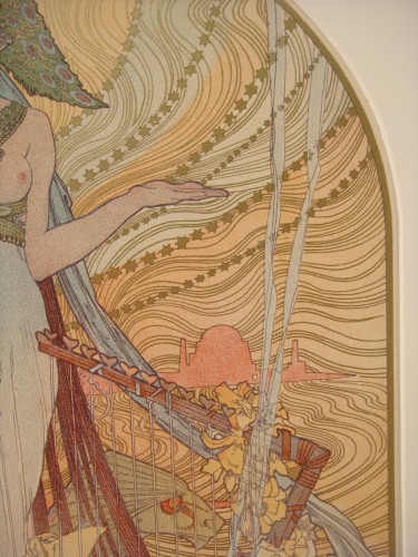 XXe siècle - Incantation Salammbo - Lithographie Originale Muscha Epoque Art Nouveau