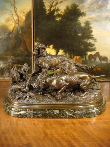 Partridge hunting dogs - Pierre Jules Mène ( 1810 - 1879  - Sculpture Style 