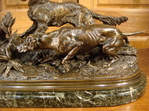 Sculpture  - Partridge hunting dogs - Pierre Jules Mène ( 1810 - 1879 