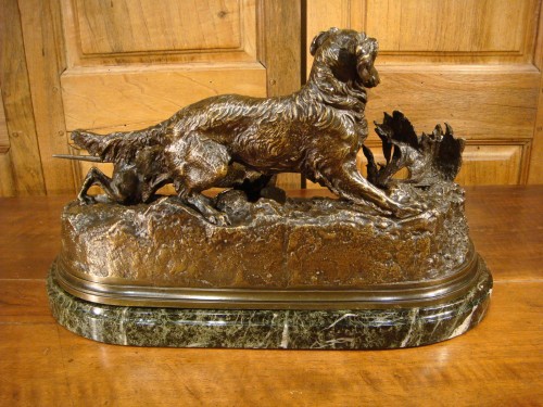 Antiquités - Chiens de Chasse à la perdrix - Pierre Jules Mène ( 1810 – 1879 