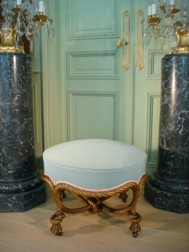 Tabouret rond de salon fin 19e - Sièges Style 