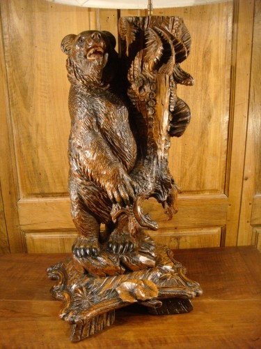 Luminaires Lampe - Lampe en bois sculpté représentant un Ours