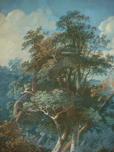 Louis XVI - Paysage animé, gouache sur papier - Époque fin XVIIIe siècle