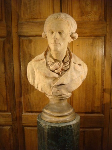 Buste de gentilhomme en plâtre patiné - Sculpture Style Louis XVI