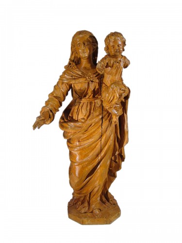 Vierge à l'Enfant en bois sculpte Epoque XVIII ème