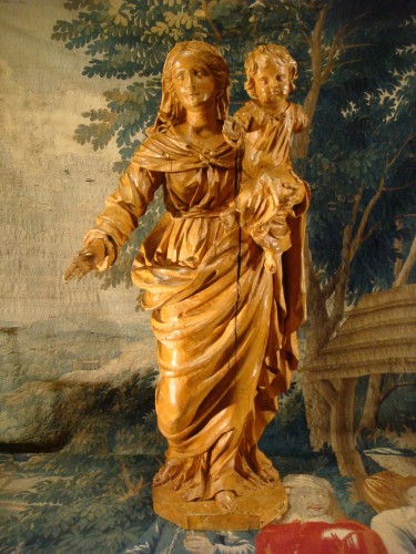 Vierge à l'Enfant en bois sculpte Epoque XVIII ème - Sculpture Style Louis XV