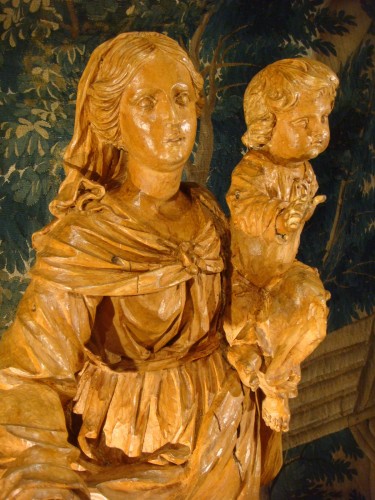 Sculpture Sculpture en Bois - Vierge à l'Enfant en bois sculpte Epoque XVIII ème