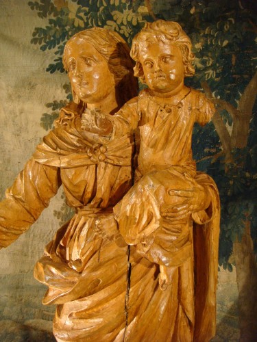 Vierge à l'Enfant en bois sculpte Epoque XVIII ème - Antiquaires Balzeau & Brion
