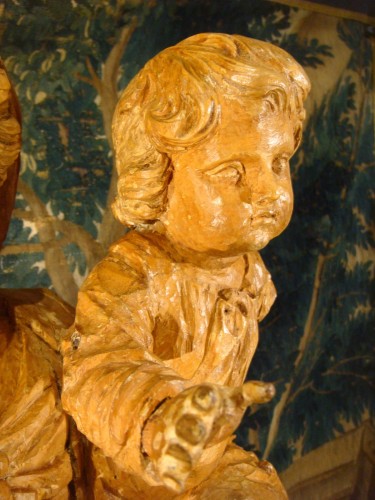 Antiquités - Vierge à l'Enfant en bois sculpte Epoque XVIII ème