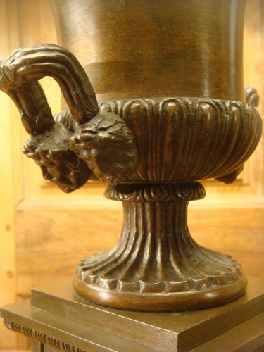 Paire de lampes cassolettes vases medicis en bronze epoque Louis Philippe - Antiquaires Balzeau & Brion
