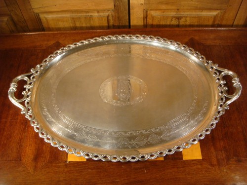Antique Silver  - Odiot - Large serving tray in solid silver