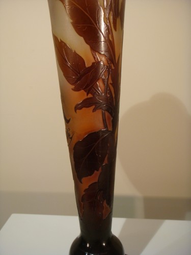 Antiquités - Gallé - Grand vase en verre  1910