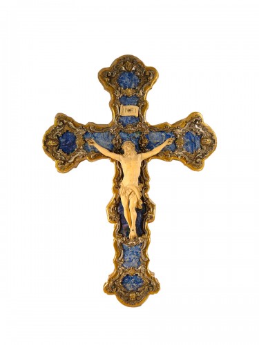 Lapis lazuli and Silver Christ on the Cross