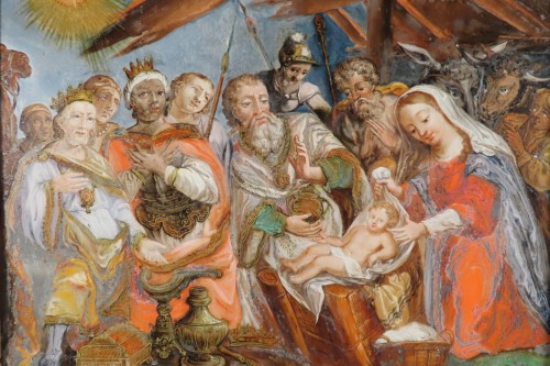 Le Jour des Rois, peinture sous verre début XVIIIe - Antiquaires Balzeau & Brion