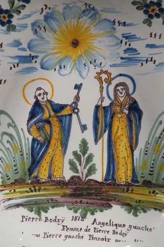 XIXe siècle - Saladier Plat Patronymique en Faience de Nevers Epoque début XIXe