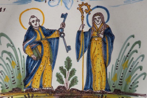 Empire - Saladier Plat Patronymique en Faience de Nevers Epoque début XIXe