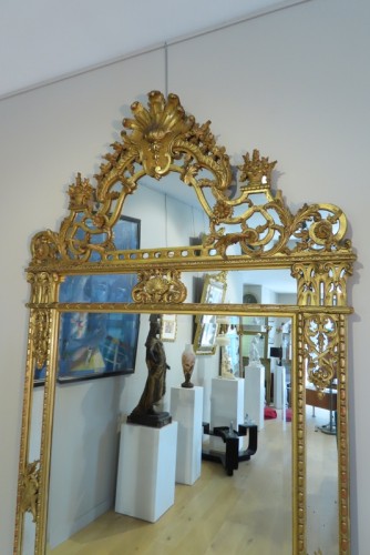 Grand miroir Napoléon III en bois doré de style Régence - Miroirs, Trumeaux Style Napoléon III