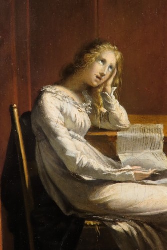 Marie Antoinette au Temple - Pierre Jérome Lordon (1780 – 1838)  - Tableaux et dessins Style Empire