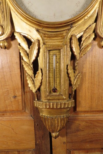 Baromètre thermomètre en bois doré Mossy du XVIIIe siècle - Transition