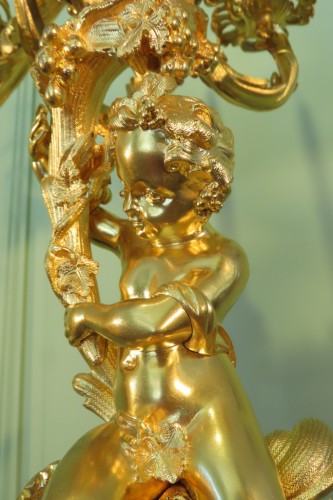 Grande paire de candélabres en bronze - Antiquaires Balzeau & Brion