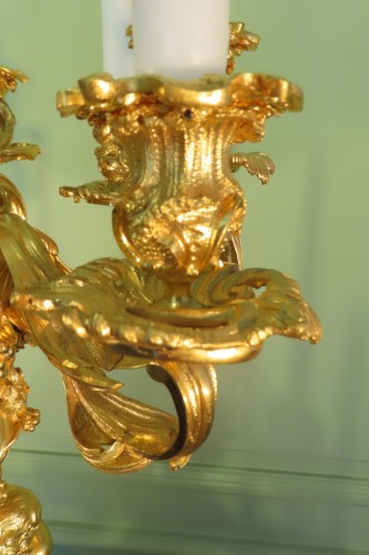 Napoléon III - Grande paire de candélabres en bronze