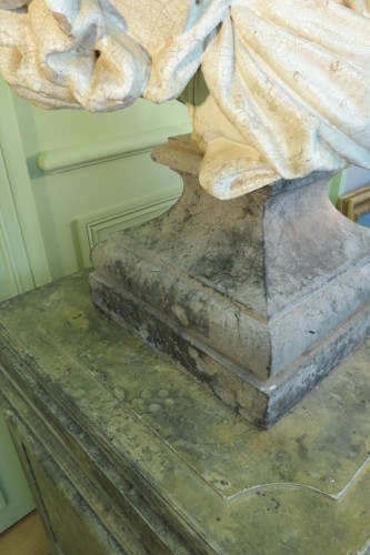 XIXe siècle - Grand Buste Sculpture en terre cuite vernissée