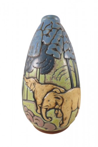 Mougin Nancy, André Legrand (1902-1947 ) - Vase aux éléphants