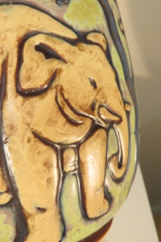 Art Déco - Mougin Nancy, André Legrand (1902-1947) Vase aux éléphants