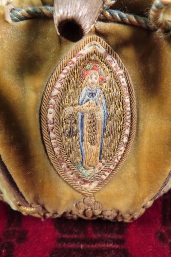 Collections  - Aumoniere bourse confrérie des dames de Sainte Geneviève - Epoque XVIIIe siècle
