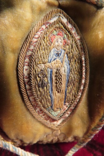Aumoniere bourse confrérie des dames de Sainte Geneviève - Epoque XVIIIe siècle - Louis XV