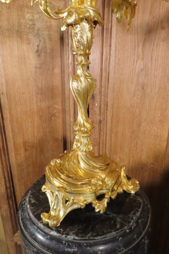 Napoléon III - Paire de candélabres Rocaille en bronze doré - Epoque Napoléon III