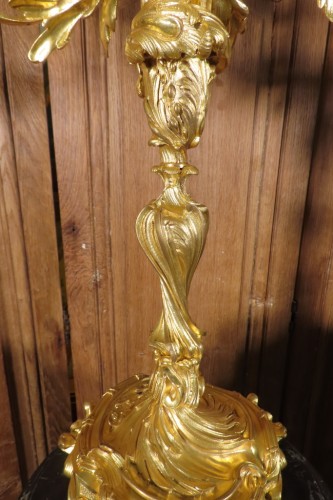 Antiquités - Paire de candélabres Rocaille en bronze doré - Epoque Napoléon III