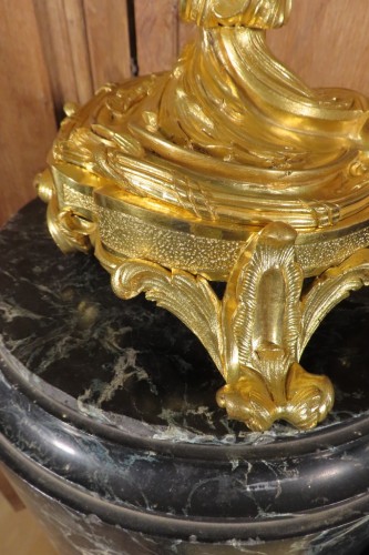 Antiquités - Paire de candélabres Rocaille en bronze doré - Epoque Napoléon III