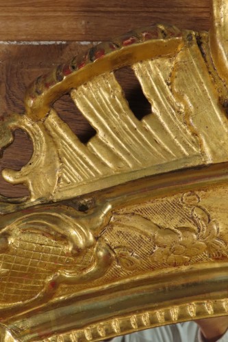 Régence - Miroir en bois doré à coquilles d'époque Régence