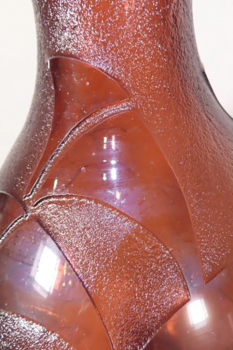 Grand Vase en pate de verre aux fleurs stylisées - Degué Art Déco - Antiquaires Balzeau & Brion