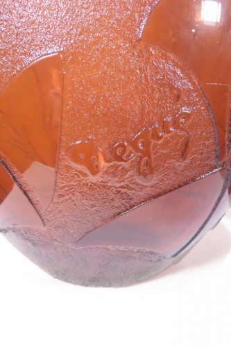 XXe siècle - Grand Vase en pate de verre aux fleurs stylisées - Degué Art Déco