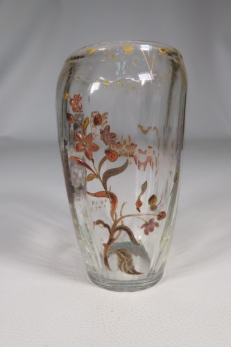 Emile Gallé - Vase en verre transparent émaillé vers 1900 - Verrerie, Cristallerie Style Art nouveau