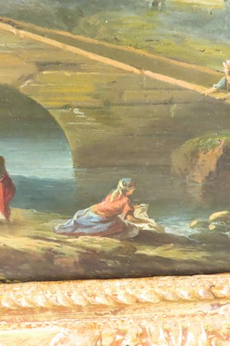 paysage avec une rivière et pont, XVIIIe siècle - Antiquaires Balzeau & Brion