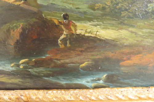 XVIIIe siècle - paysage avec une rivière et pont, XVIIIe siècle