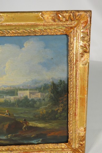 paysage avec une rivière et pont, XVIIIe siècle - 