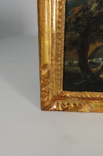  - paysage avec une rivière et pont, XVIIIe siècle