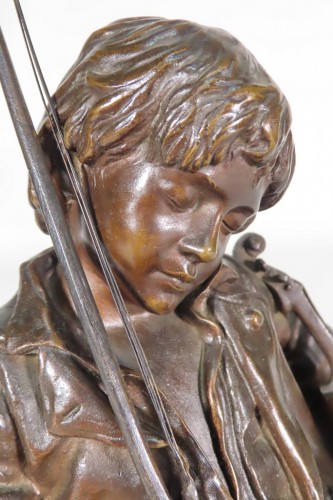 Sculpture Sculpture en Bronze - Jeune Violoniste endormi - Bronze fin XIXe sIècle
