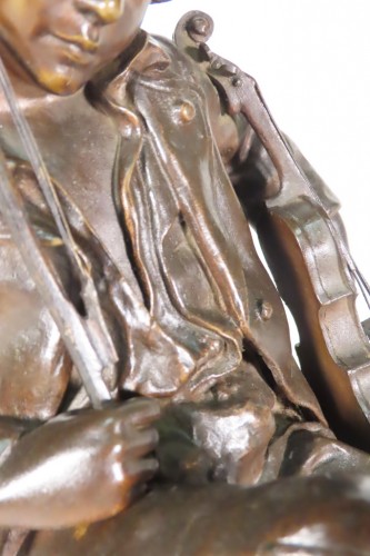 XIXe siècle - Jeune Violoniste endormi - Bronze fin XIXe sIècle