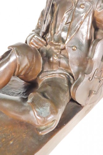 Jeune Violoniste endormi - Bronze fin XIXe sIècle - 