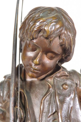 Antiquités - Jeune Violoniste endormi - Bronze fin XIXe sIècle